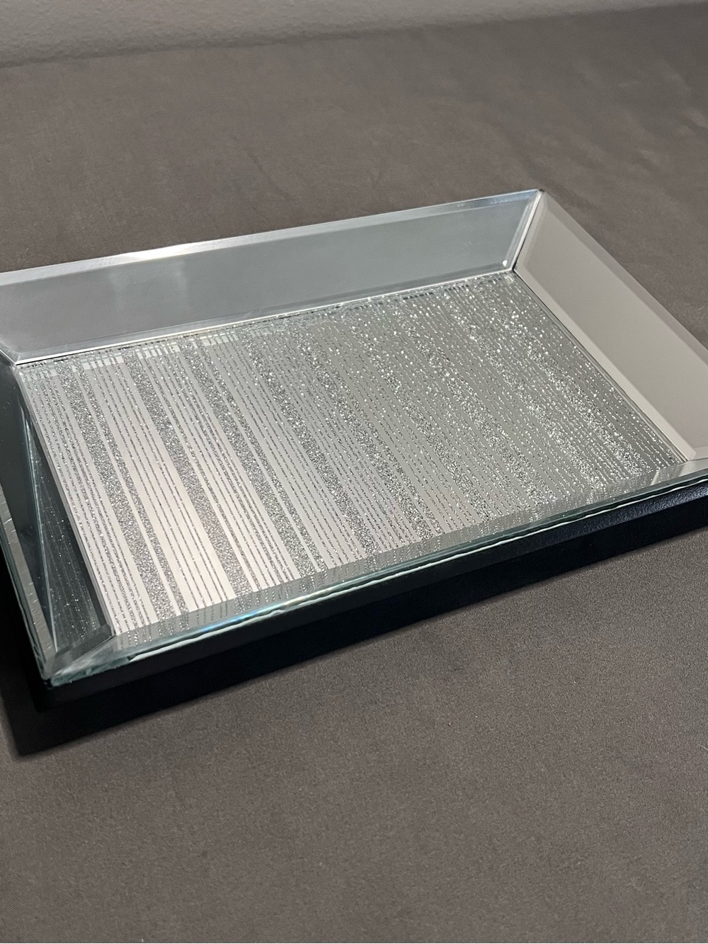 American Atlier Mirrored Crushed Diamond Look Vanity Tray Modern Luxury Glam